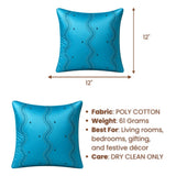 Handcrafted Cushion Cover – Turquoise | 12"x12" | Poly Cotton Fabric | Designer Embroidered Cushion Cover