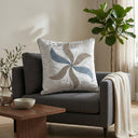 Hand Crafted Cushion Cover – Cream | 16"x16" | Poly Chenille-Cotton Fabric | Elegant Embroidered Leaf Design