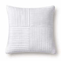 Fabric Crafted Cushion Cover – White | 12"x12" | Poly Cotton | Panel Pleated Design