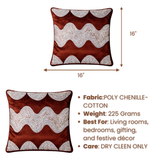 Hand-Crafted Cushion Cover – Brown Silver | 16"x16" | Poly Chenille-Cotton | Rich Festive Elegance