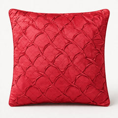 Fabric Crafted Cushion Cover – Red | 12"x12" | Poly Cotton Fabric | Elegant Crinkle Texture Design