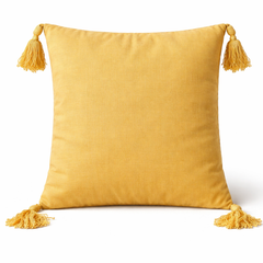 Hand Crafted Cushion Cover – Gold | 16"x16" | Poly Cotton | Embroidered Medallion Design