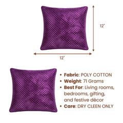 Fabric Crafted Cushion Cover – Light Purple | 12"x12" | Poly Cotton | Diamond Shimmer Texture