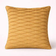 Fabric-Crafted Gold Cushion Cover – 16"x16" | Wave Textured Design | Premium Poly-Cotton