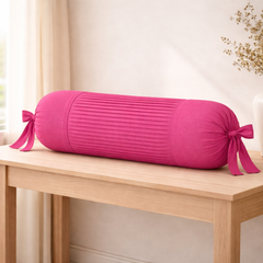 Fabric-Crafted Cylindrical Pink Bolster Cover – 15"x32" | Cotton Polyester Fabric | Premium & Elegant