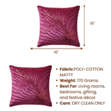 Handcrafted Pink Cushion Cover – 16"x16" | Poly-Cotton Matty | Sequined Radiant Swirl Design | Premium Festive Décor