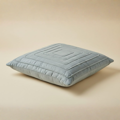Fabric-Crafted Silver Cushion Cover – 12"x12" | Modern Layered Geometric Texture | Premium Poly Cotton |