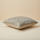 Handcrafted Khaki Floral Cushion Cover – 12"x12", Premium Poly Cotton