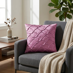 Fabric Crafted Cushion Cover – Light Purple | 12"x12" | Poly Cotton Fabric | Elegant Crinkle Texture Design