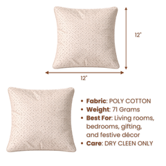 Fabric Crafted Cushion Cover – White | 12"x12" | Poly Cotton | Elegant Diamond Texture Design