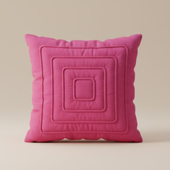 Fabric-Crafted Pink Cushion Cover – 12"x12" | Modern Layered Geometric Texture | Premium Poly Cotton |