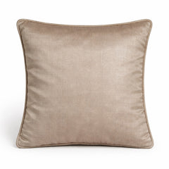 Hand Crafted Cushion Cover – Beige | 16"x16" | Poly Chenille-Cotton Fabric | Elegant Embroidered Leaf Design