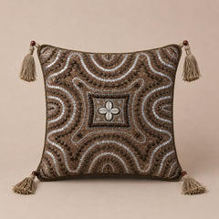 Handcrafted Cushion Cover – Metallic | 16"x16" | Embroidered Decorative Cushion Cover