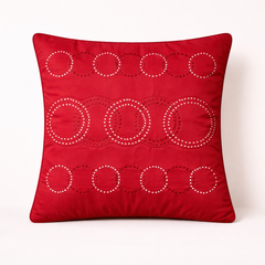 Handcrafted Maroon Cushion Cover – 16"x16" | Circular Embellished Design | Premium Poly Cotton