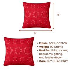 Handcrafted Maroon Cushion Cover – 16"x16" | Circular Embellished Design | Premium Poly Cotton