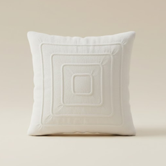 Fabric-Crafted Off White Cushion Cover – 12"x12" | Modern Layered Geometric Texture | Premium Poly Cotton