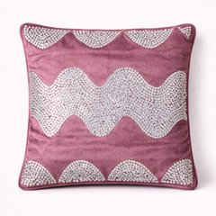 Hand-Crafted Cushion Cover – Pink Silver | 16"x16" | Poly Chenille-Cotton | Elegant Festive Charm