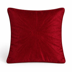 Hand Crafted Cushion Cover – Red Multicolor | 16"x16" | Poly Cotton Fabric | Vibrant Embroidered Geometric Burst Design