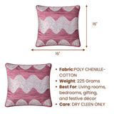 Hand-Crafted Cushion Cover – Pink Silver | 16"x16" | Poly Chenille-Cotton | Elegant Festive Charm