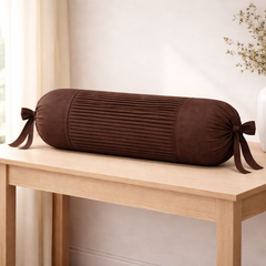 Fabric-Crafted Cylindrical Brown Bolster Cover – 15"x32" | Cotton Polyester Fabric | Premium & Elegant