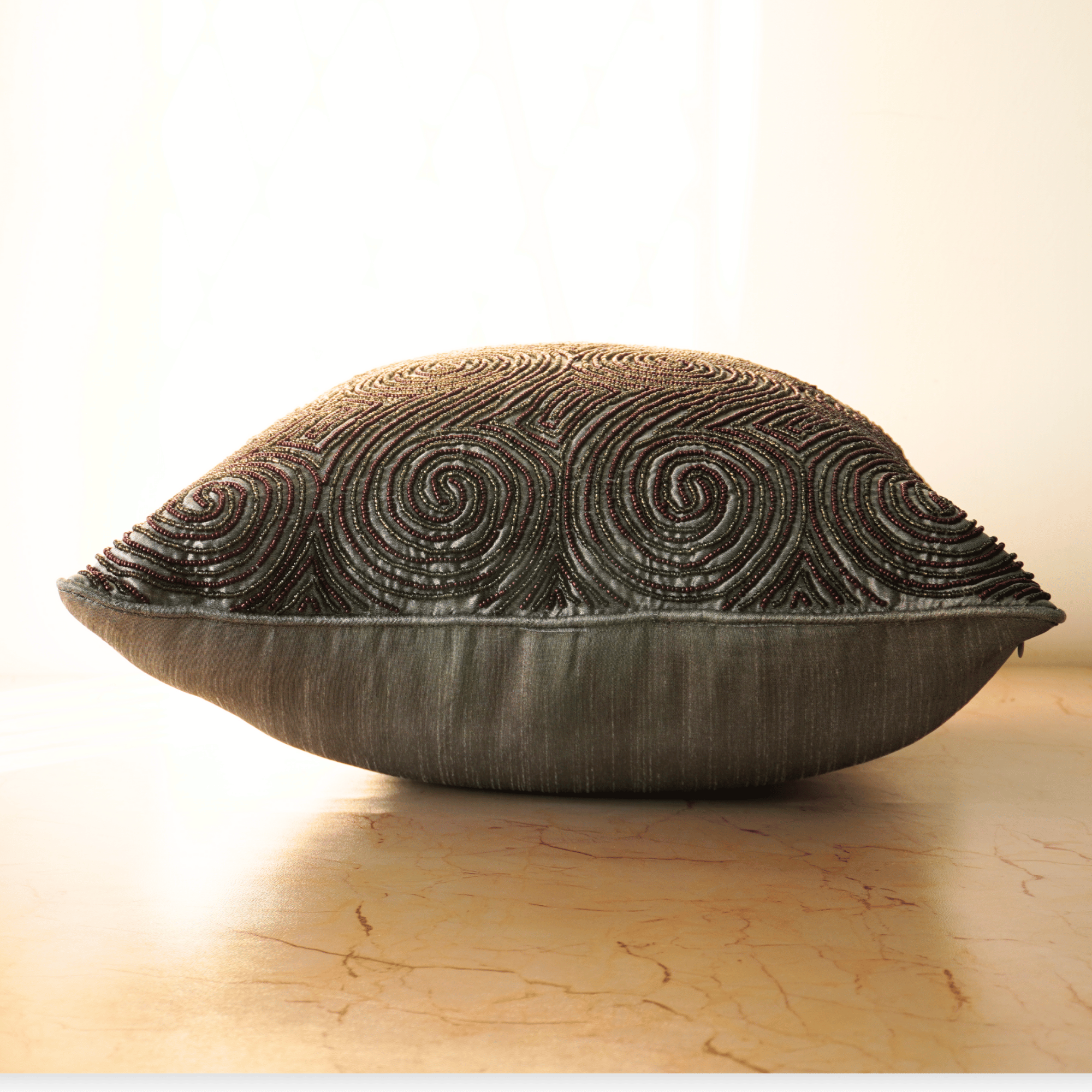 Handcrafted Grey Cushion Cover – 16"x16", Premium Poly Cotton