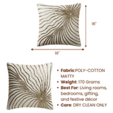 Handcrafted Light Gold Cushion Cover – 16"x16" | Poly-Cotton Matty | Sequined Radiant Swirl Design | Premium Festive Décor
