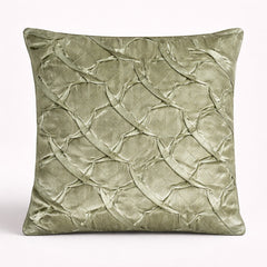 Fabric Crafted Cushion Cover – Green | 12"x12" | Poly Cotton Fabric | Elegant Crinkle Texture Design