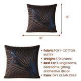 Handcrafted Black Cushion Cover – 16"x16" | Poly-Cotton Matty | Blue Sequined Radiant Swirl | Premium Festive Décor