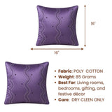 Handcrafted Cushion Cover – Purple | 16"x16" | Poly Cotton Fabric | Elegant Embroidered Cushion Cover