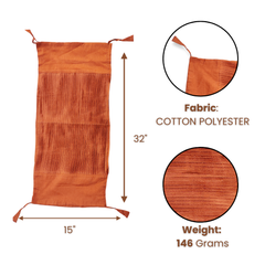 Cylindrical Fabric-Crafted Dark Orange Bolster Cover – 15"x32" | Cotton Polyester Fabric | Rich & Elegant
