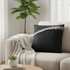 Fabric Crafted Black Cushion Cover – 16"x16" | Premium Poly Cotton