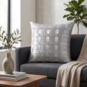 Hand-Crafted Cushion Cover – Grey Silver | 16"x16" | Poly-Foam-Cotton | Elegant Festive Accent