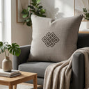 Linen Gold Decorative Cushion Cover | 16"x16" Minimal Embroidered Cushion Cover