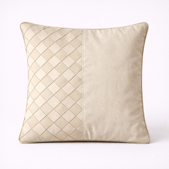 Fabric-Crafted Cream Cushion Cover – 12"x12" | Poly Cotton Fabric | Soft & Elegant
