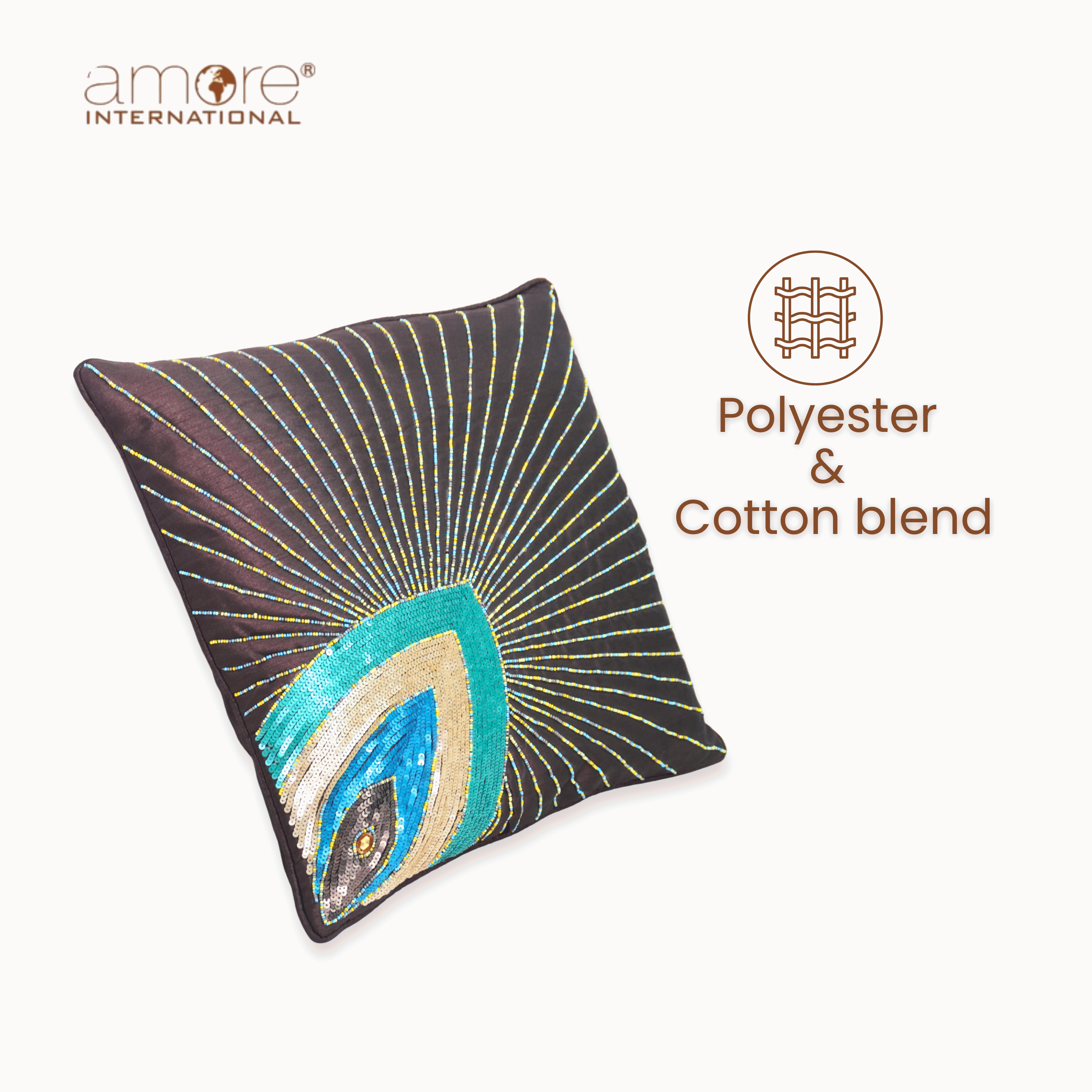 Handcrafted Cushion Cover – Brown, 16"x16"