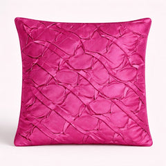 Fabric Crafted Cushion Cover – Pink | 12"x12" | Poly Cotton Fabric | Elegant Crinkle Texture Design