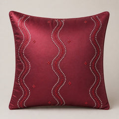 Handcrafted Cushion Cover – Dark Maroon | 16"x16" | Poly Cotton Fabric | Elegant Embroidered Cushion Cover