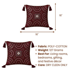 Handcrafted Cushion Cover – Maroon | 16"x16" | Embroidered Decorative Cushion Cover