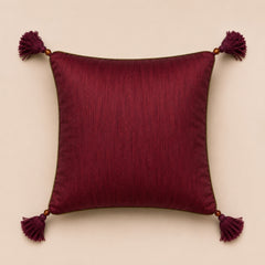 Handcrafted Cushion Cover – Maroon | 16"x16" | Embroidered Decorative Cushion Cover