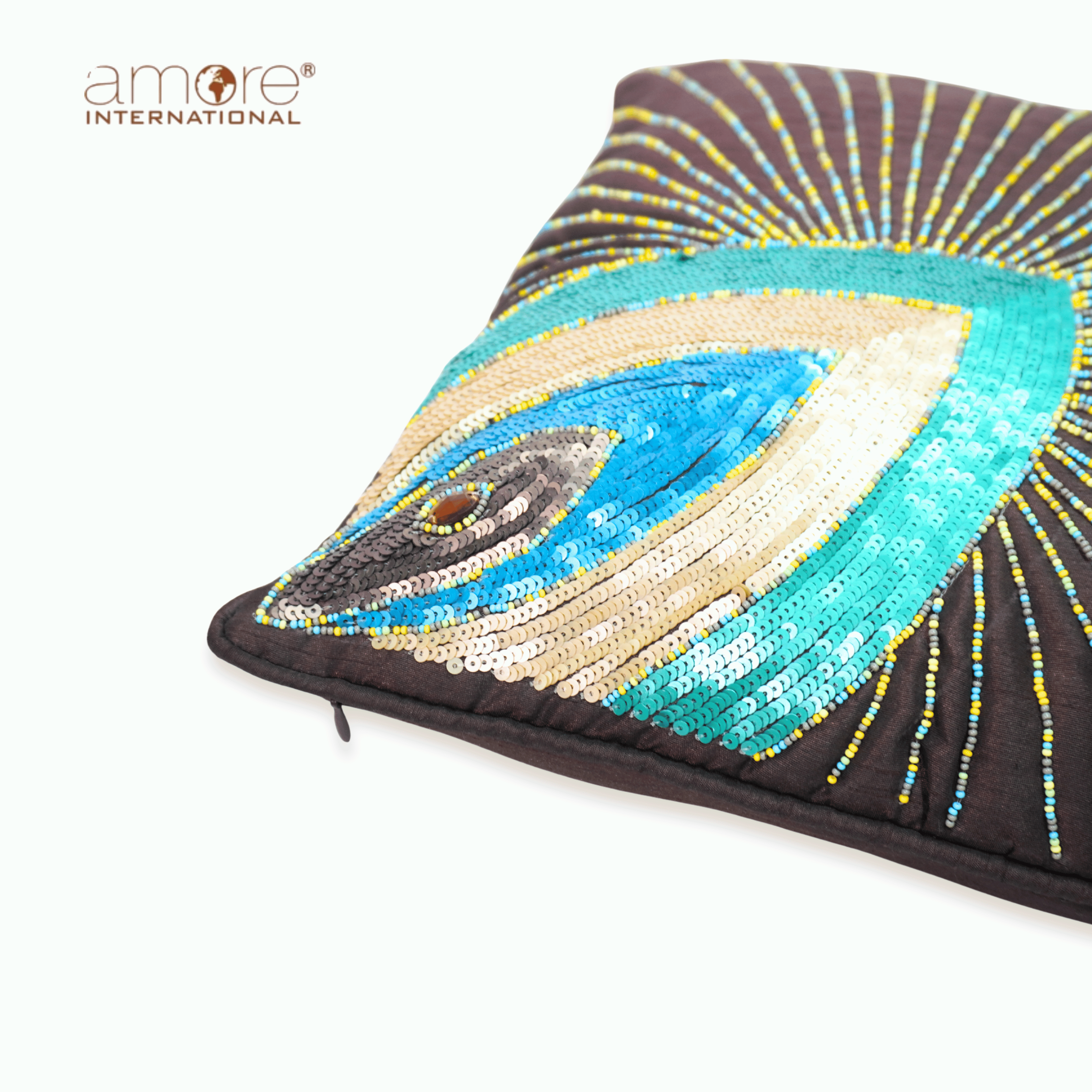 Handcrafted Cushion Cover – Brown, 16"x16"