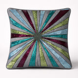 Hand Crafted Cushion Cover – Grey Multicolor | 16"x16" | Poly Cotton Fabric | Vibrant Embroidered Geometric Burst Design