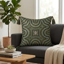 Handcrafted Cushion Cover – Green | 16"x16" | Embroidered Decorative Cushion Cover