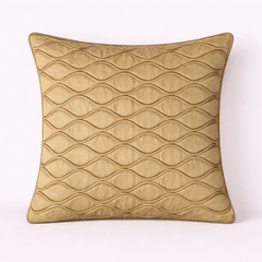 Fabric-Crafted Gold Cushion Cover – 16"x16" | Wave Quilted Design | Premium Poly-Cotton