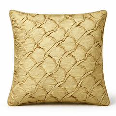 Fabric Crafted Cushion Cover – Light Gold | 12"x12" | Poly Cotton Fabric | Elegant Crinkle Texture Design