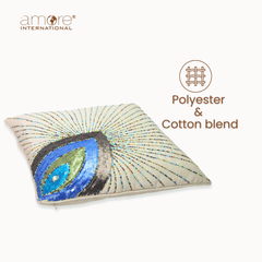 Handcrafted Cushion Cover – Beige, 16"x16"