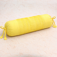 Cylindrical Fabric-Crafted Yellow Bolster Cover – 15"x32" | Cotton Polyester Fabric | Bright & Elegant
