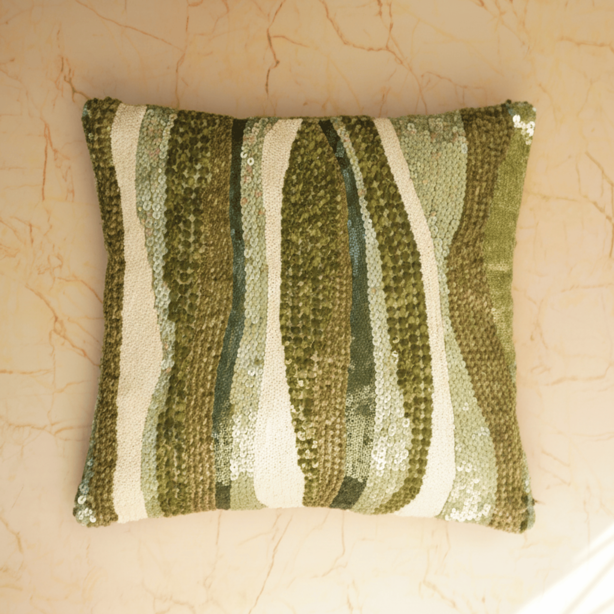 Handcrafted Olive Cushion Cover – 16"x16