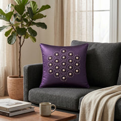 Handcrafted Cushion Cover – Purple | 12"x12" | Elegant Poly Cotton Cushion Cover