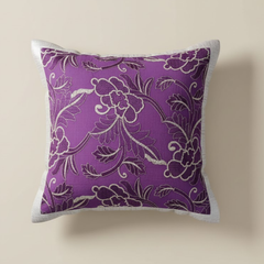 Machine Crafted Purple Cushion Cover with White Piping – 16"x16" | Premium Poly Cotton