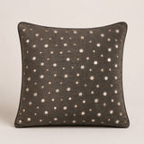 Handcrafted Brown Cushion Cover – 16"x16" | Mirror Dot Embroidery | Premium Poly Cotton | Elegant Decorative Accent